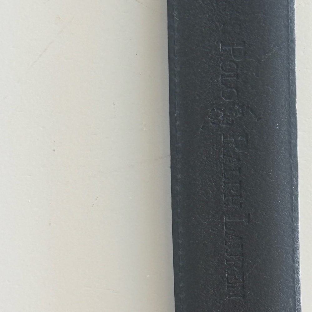 Polo by Ralph Lauren Black Leather Belt with Gold Buckle - Picture 3 of 4